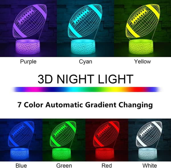 7 Farver 3D Illusionslampe Auto Gradvis Skiftende 3D Natlampe