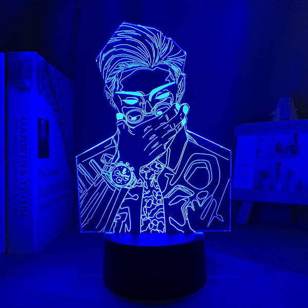 3D Illusion Jujutsu Kaisen LED Anime Lampe 16 Farveændringer Fjernbetjening Skrivebordsnatlys (Ryomen Sukuna)