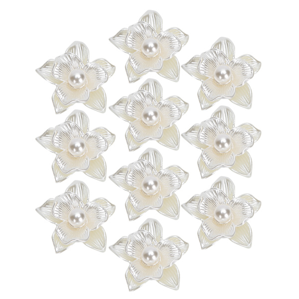 10 st imitationspärla blomma formad knapp DIY hänge bröllop dekoration hår accessoar enkel konstgjord pärla blomma