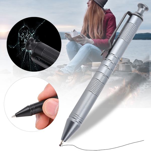 CNC Aluminium Automatisk Kuglepen Høj Hårdhed Signatur Pen Stationery Gave 0,5 mm Grå