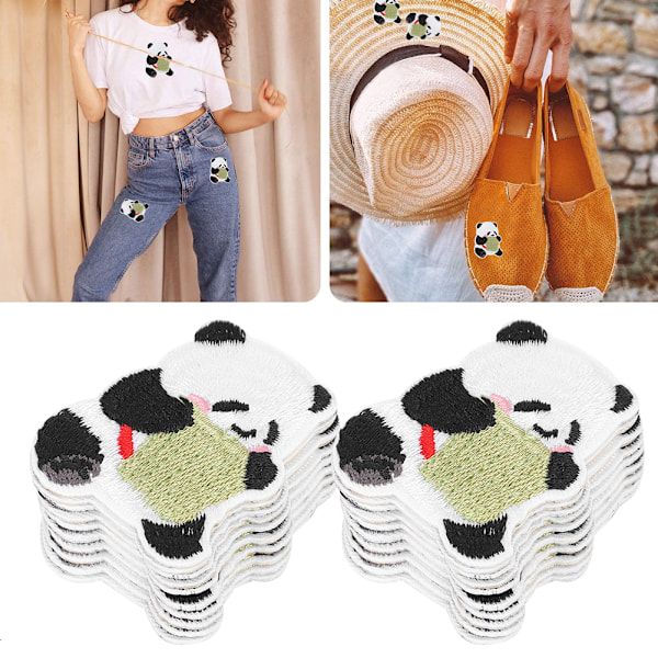 20 stk. Panda-patches broderi klud klistermærker farve håndlavet DIY stryge patch klistermærke