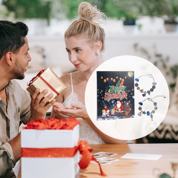 24 stk. Julekalender, DIY Julearmbåndssæt 24 Dages Nedtælling Charm Smykker Blind Box Julepynt til børn