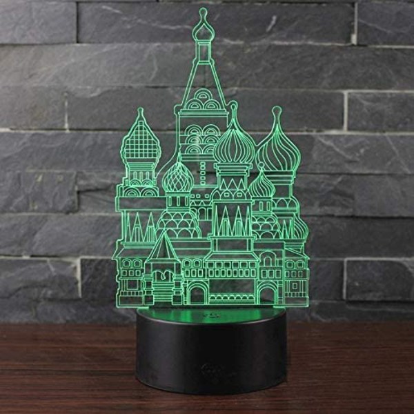 3D LED-nattlampa, 3D optisk illusionslampa slottbyggnad