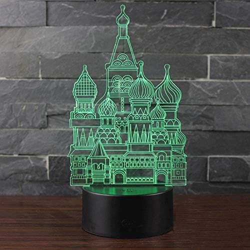 3D LED Nattlys, 3D Optisk Illusjonslampe Slottbygning