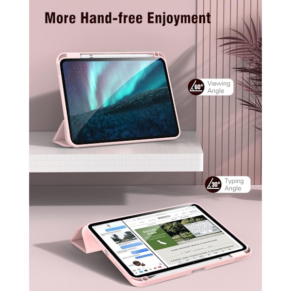 Fodral för iPad (A16) 11:e generationen 11 tum 2025, med pennhållare, tunt skyddande skal med genomskinligt bakstycke, automatisk väckning/viloläge pink iPad(A16)11 11（2025）