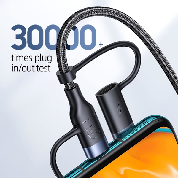 PD 60W USB-C Multi Snabbladdningskabel Nylonflätad Sladd 5-i-1 3A USB/C till Typ C/Micro/Telefon Snabb Synkroniseringsladdare Adapter 1,2 meter Black