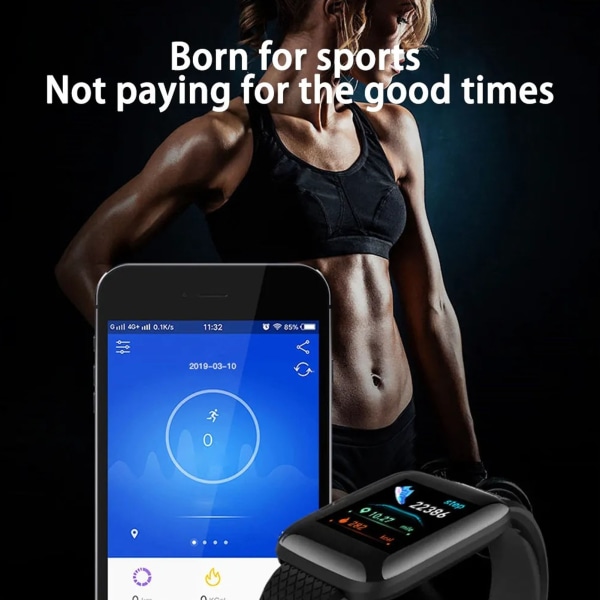 1,4-tums smartklocka 150 mAh stegräknare larm inkommande meddelandeavisering sportläge vattentät fitnessklocka för IOS 9.0 för Android 5.0 smartphone Black