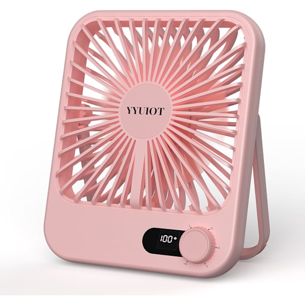 Bordventilator Batteridrevet, USB Genopladelig Ventilator, 2400 mAh 180° Støjsvag Personlig Ventilator Med Strømindikator, 100 Hastigheder Justerbar Bordventilator
