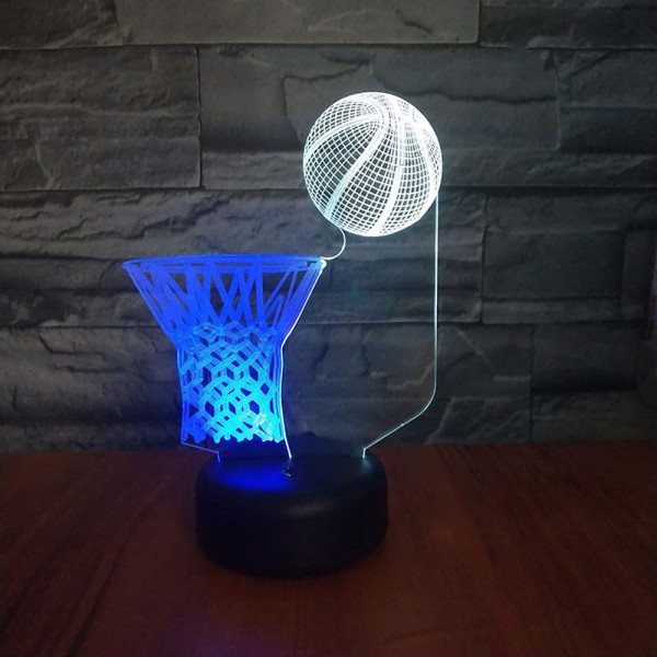 Basketball Hoop Lampe med Fjernbetjening LED 3D Illusion USB Natlampe Skolegave Fødselsdagsgave til Sportsfanatiker Spiller