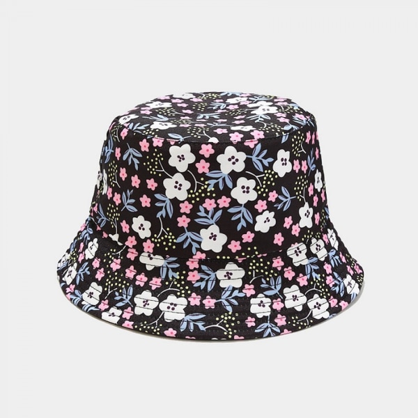 Unisex Bucket Hat Dubbelsidig Bärbar Fiskemössa Vändbar Black