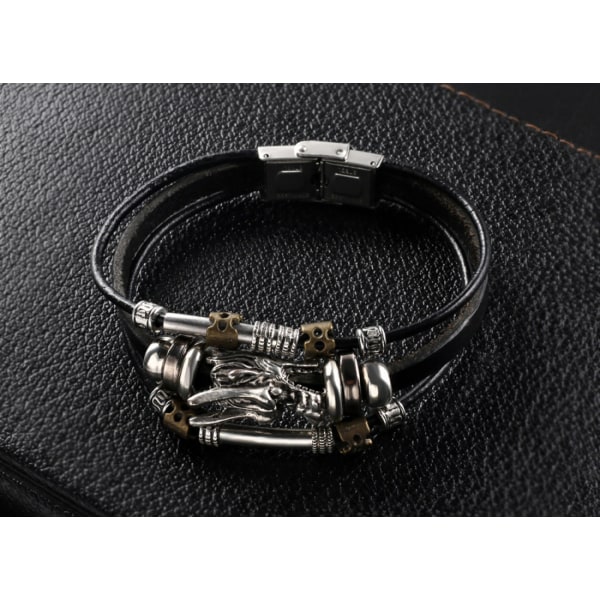 Herrar Vintage Läder Armband Rep Armband Bangle