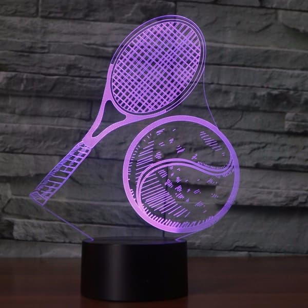 3D Tennis Natlampe Touch Switch 7 Farveskift LED Bordlampe