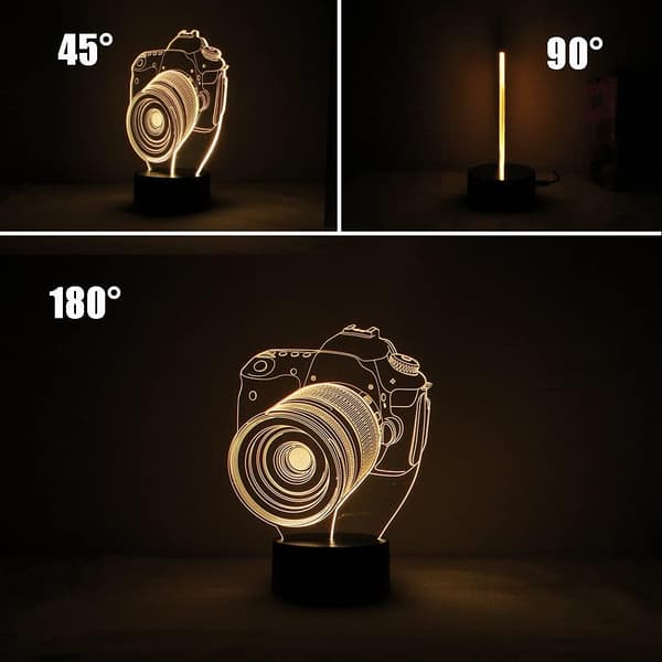 Kamera Nattlys LED 3D Illusjon USB Fjernkontroll Lampe C