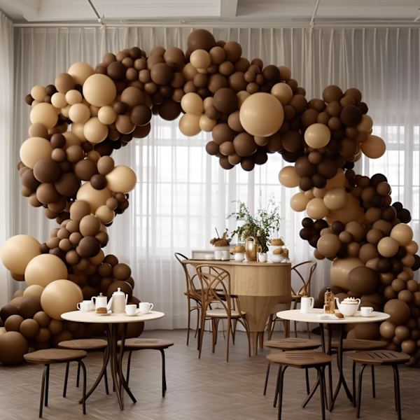 130 stk. brune balloner i forskellige størrelser 18\" 12\" 10\" 5\" ballonbue guirlande sæt perfekt til fødselsdagsfest, dimission, babyshower, bryllup, ferie D Brown