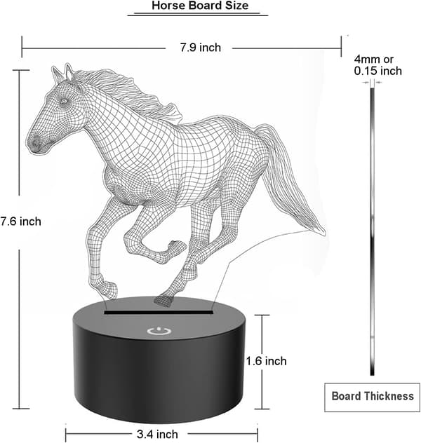 Hest 3D Illusion Lampe 7 Farveskiftende LED Natlampe Atmo