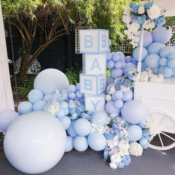 129 stk. Retro Blå Balloner Forskellige Størrelser 18 12 10 5 Tommer Latex Dusty Blå Ballon Garland Arch til Fest Dekoration Køn Afsløring Graduering Fødselsdag Retro Blue