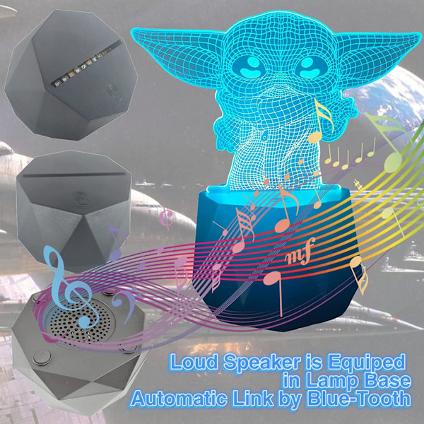 Star Wars Nattlampa med 4 Mönster, 3D Illusionlampa, Blå-Tandshögtalare, 3D Nattlampa Star Wars Dekoration Hem