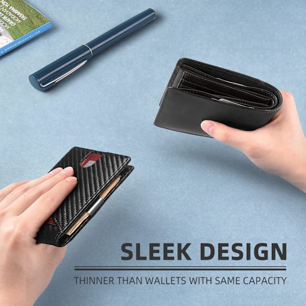 Pengepung til Mænd - med Pengeclips Slank Læder Slots Kreditkort Holder RFID Blokering Bifold Minimalistiske Punge, Overraskelsesgaver til Mænd Black