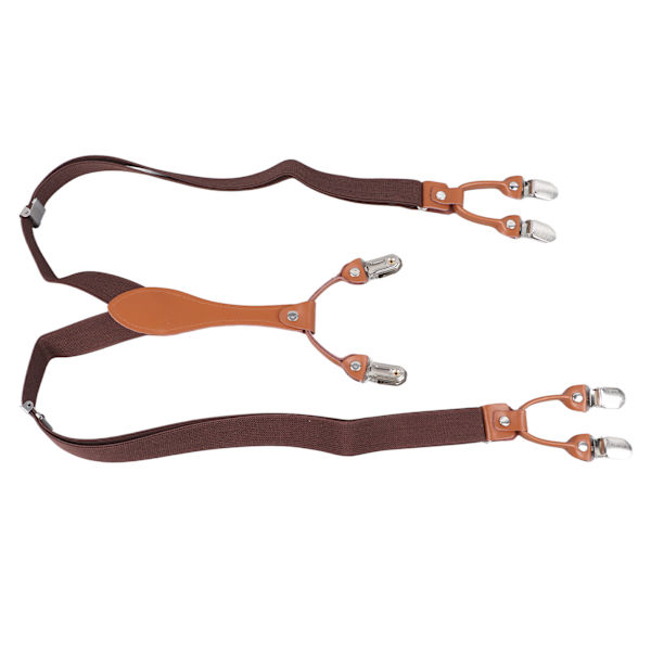 Herr Suspender Dubbelskiktad Justerbar Elastisk Bekväm Heavy Duty Suspender för Män Man Mörk Kaffe