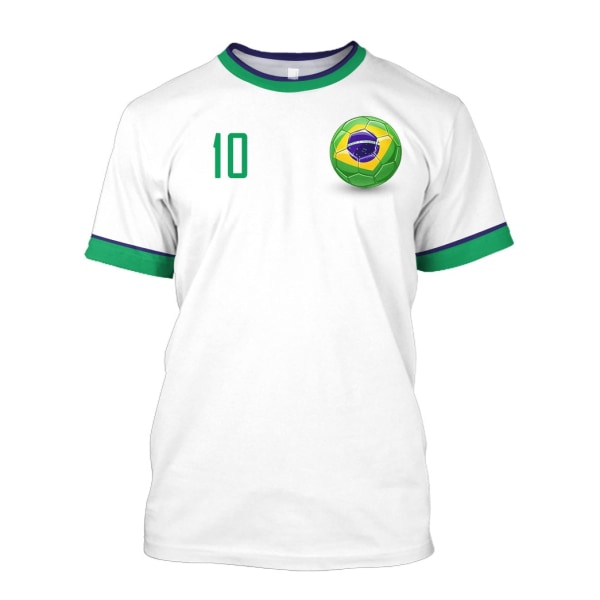 Brazil Jersey Herr T-shirt O-hals Oversized Kortärmad Herr Kläder 3D- print Brasiliansk Flagga urval Fotbollslagströja,Q00125T,2XL