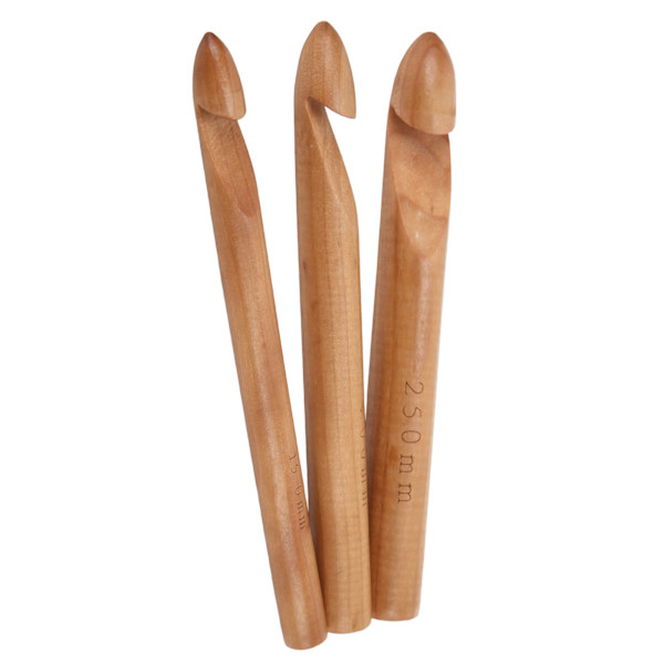 Store heklenåler 20 cm Ergonomisk design Premium naturlig bambus Glans heklenål