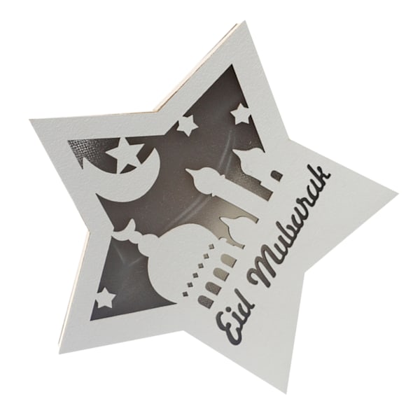 Ramadan Eid Mubarak Pentagram Lys Blød Lys Buksbom Bærbar Eid Håndværk LED Lys til Træ Have JM01941