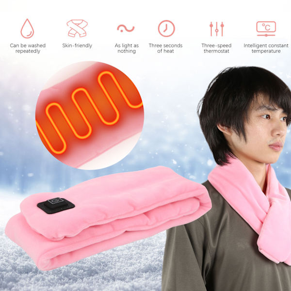 Utomhus Håll Varm USB Smart Elektrisk Värme Halsduk Hals Skydd Nackduk Tillbehör Pink