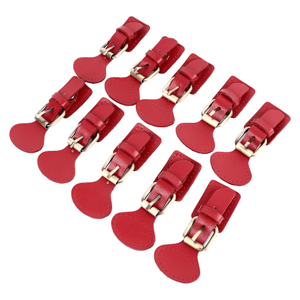 10 set läder sy på knappar stängningar läder tryckknapp sy på spänne för kappa jacka DIY läderhantverk röd