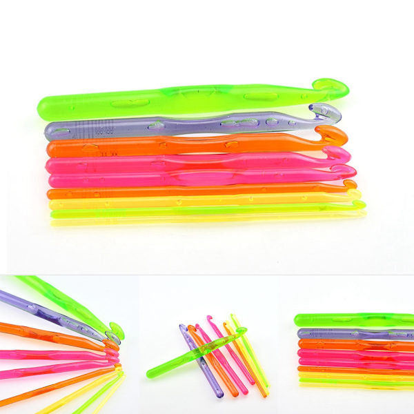 9PCS Flerfarget Heklenål Nål Plast Vev Søm Strikkepinner Sett