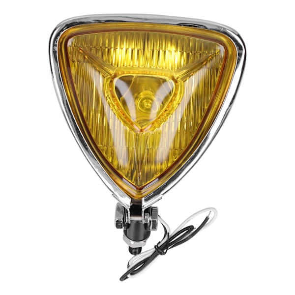 12V 55W Retro Motorcykelstrålkastare Triangulär Gul Lins Ljusstark Huvudlampa för Motorcykel ATV