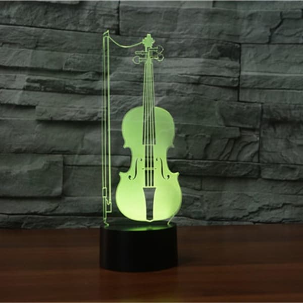 3D Violin Guitar Natlampe Musiknote Skrivebord Optisk Illusion