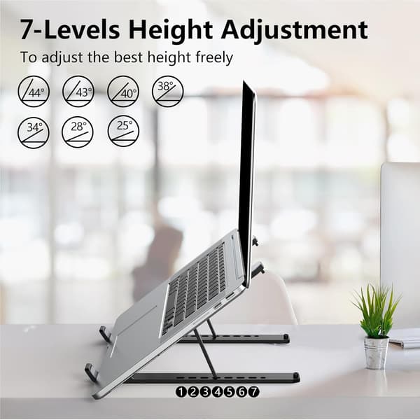 Justerbart ventileret laptopstativ til skrivebord - Foldbar kølende holder, bærbar holder til 10-15,6\" laptops