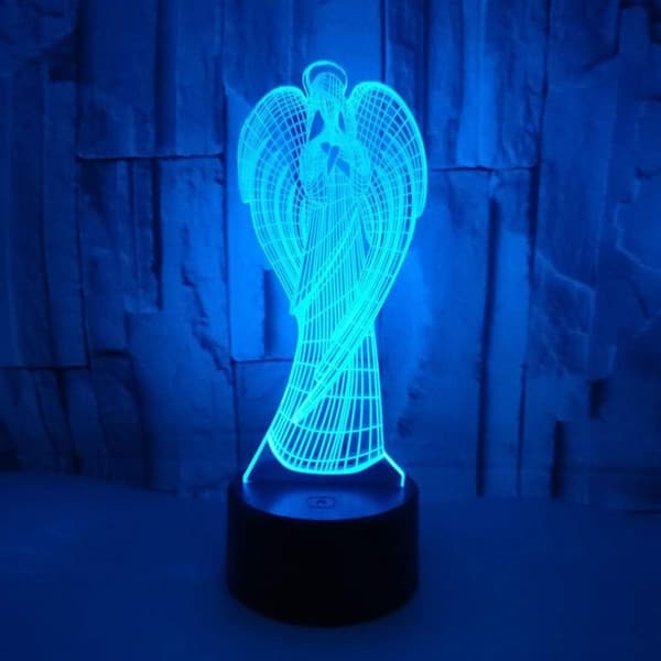 3D Engelvinge Nattlampe Illusjon Nattlys 7 Farger