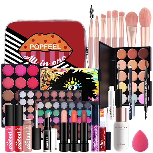 All-in-One Makeup Kit Presentset, Makeup Kit för Kvinnor Fullt Set, Makeup Presentset, Perfekt Presentval (24 st) POP001
