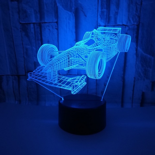 Racing nattlampa, 3D Illusion Led-lampa, 7 färger dimbar