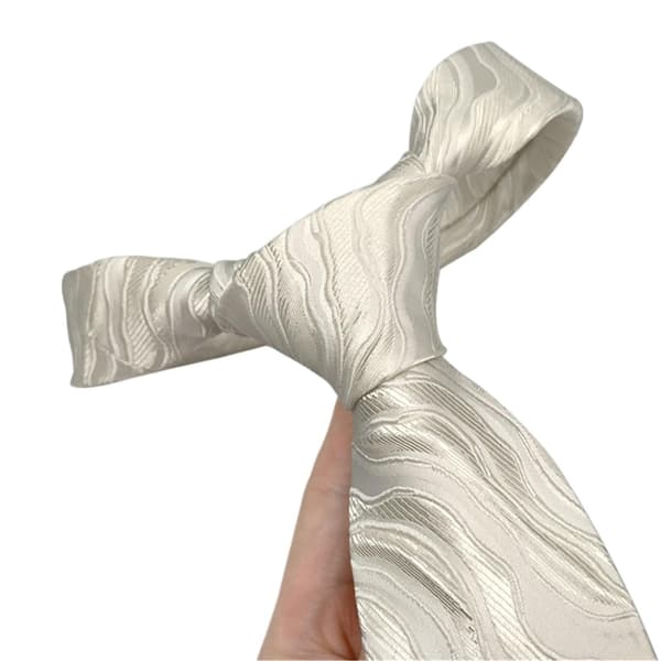 Klassisk Jacquard-slips for menn, 2,76\" × 57\", Elegant mønstret polyester-slips, Formelt halsplagg for forretninger, bryllup, fest og daglig bruk A-white
