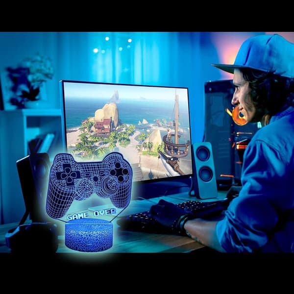 Joystick Spill Over 3D Illusionsrom Borddekor Lampe Spill Nattelys
