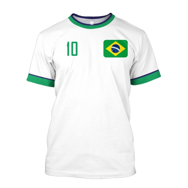 Brazil Jersey Herr T-shirt O-hals Oversized Kortärmad Herr Kläder 3D- print Brasiliansk Flagga Selection Football Team Shirt,Q00122T,4XL