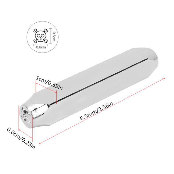 6mm 1/4in kulstofstål design stempel stansningsværktøj til DIY læder træ smykker håndværk Skull