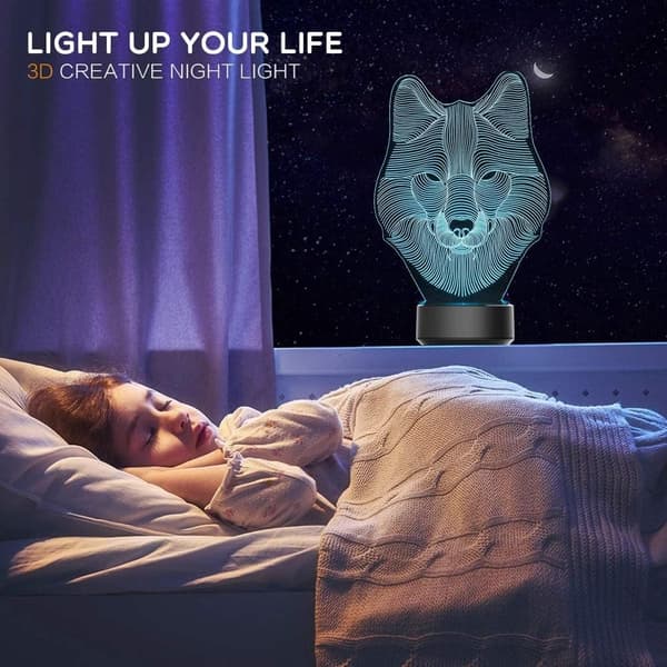 Ulvegaver til ulveelskere 3D-illusion Natlampe Til