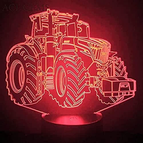 3D Traktor Lastebil bil Nattlys Lampe Illusjon LED 7 Farger C