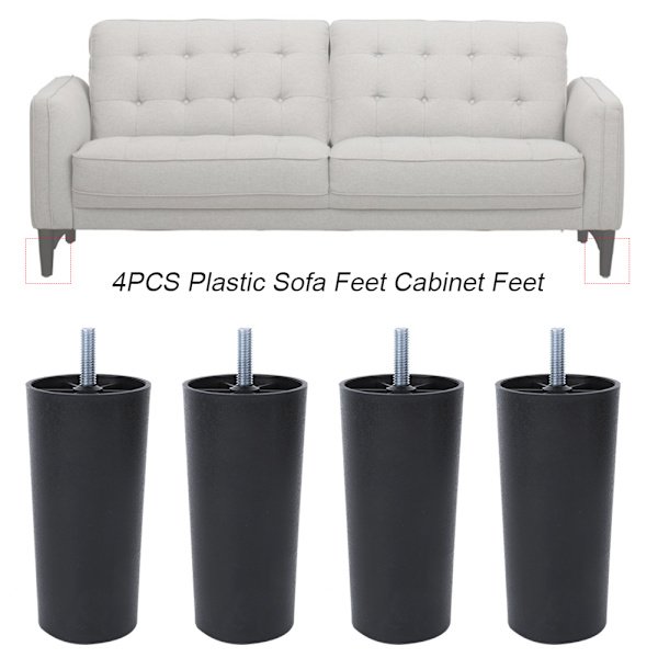 4 stk. Møbelfødder i plast til sofa, skab og møbler, hardwaretilbehør M8 skrue KR-S014