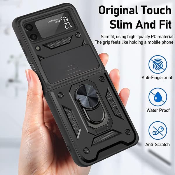 Kompatibel med Samsung Galaxy Z Flip 3 Deksel, [Militær Gra