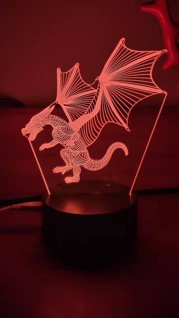 3D Ild Dinosaur Natlys Illusion Soveværelseslampe med USB