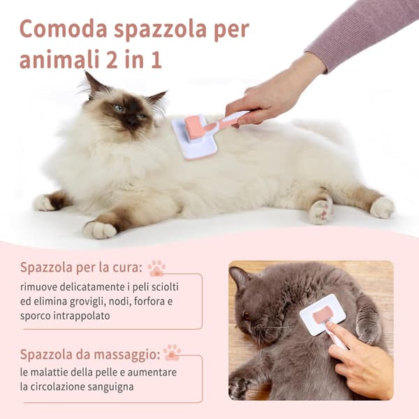 Selvrensende kæledyrsbørste, børste til langt og kort hår, til hunde, katte, fjerner effektivt tomentose underuld, sammenfiltringer Cinnamon