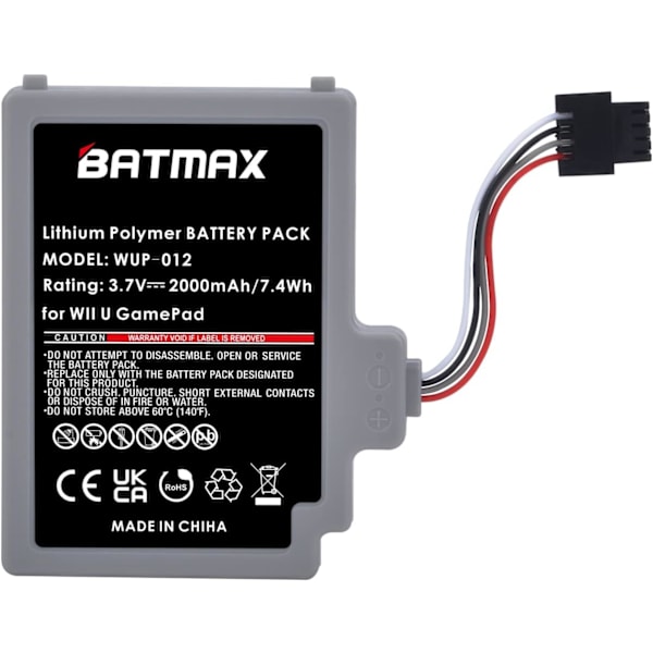 Høykapasitets 2000mAh WUP-010 erstatningsbatteri for Nintendo Wii U Gamepad WUP-012