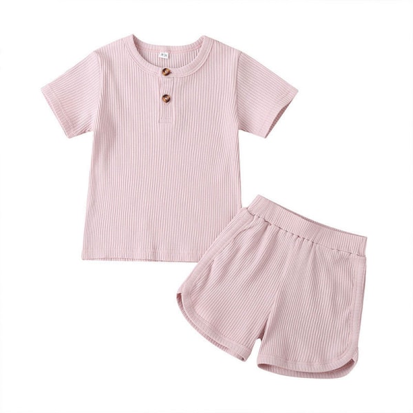 Toddler Pojke Flickkläder Ribbstickade byxor, L(rosa )