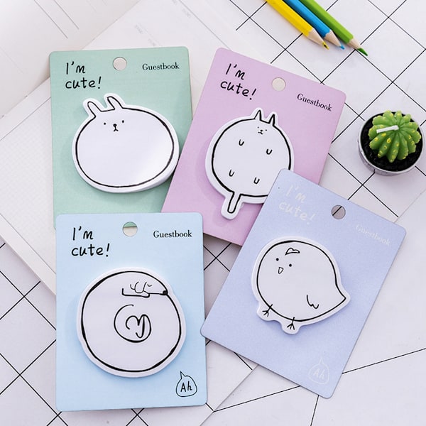 Dyreformet Memo Sticky Notes Stickers Selvklæbende Blok Skole Kontorartikler (Grøn)