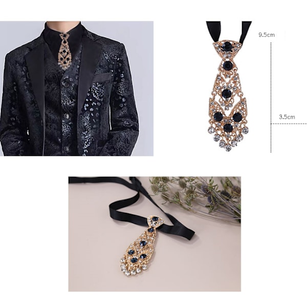 Diamond Ties - Förbundna paljettslips med justerbar längd - Blue