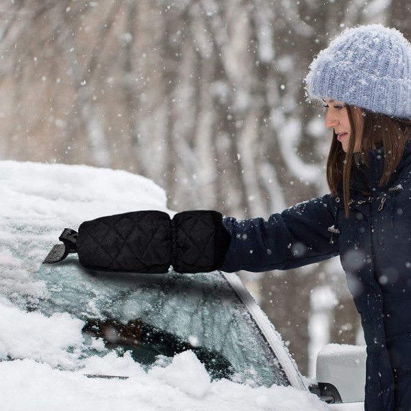 Ice Scraper Mitt for Car Windshield | Waterproof Snow Scraper Glove with Thick Fleece Lining | Windshield Scraper for Ice and Snow with Foam Handle,